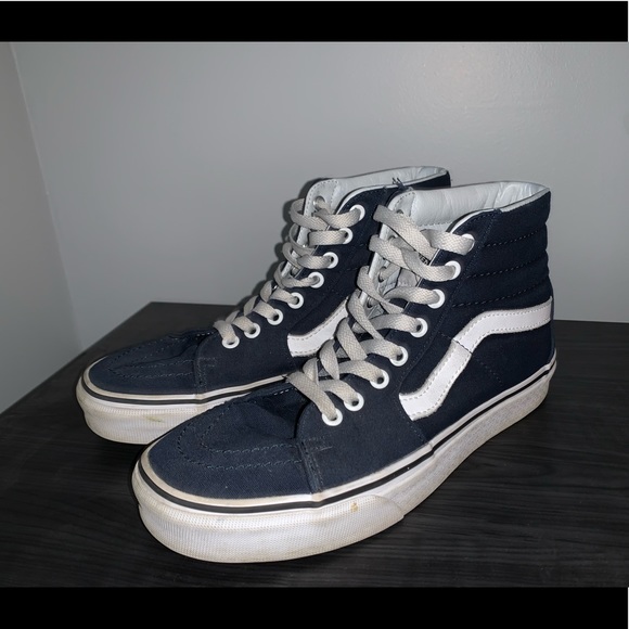 dark blue high top vans